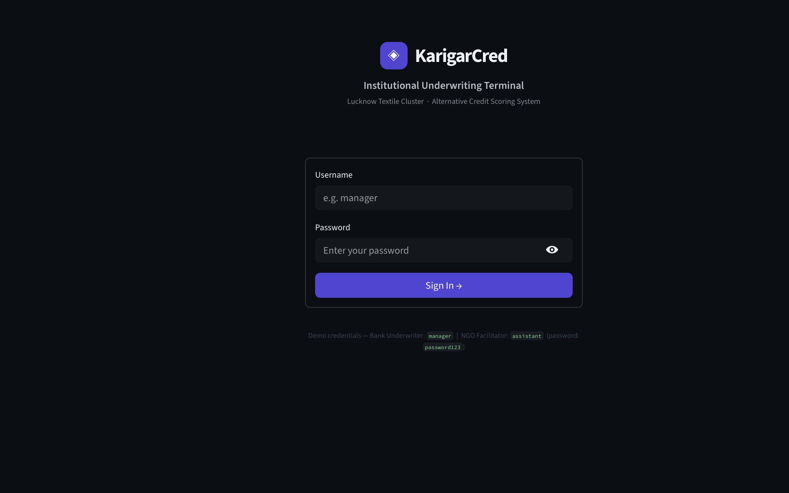 KarigarCred - Financial Identity for Every Karigar! KarigarCred - Financial Identity for Every Karigar!