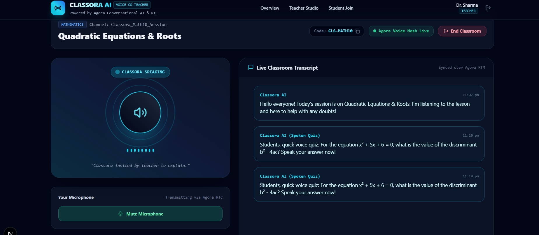 Classora AI — Your Real-Time Voice Co-Teacher