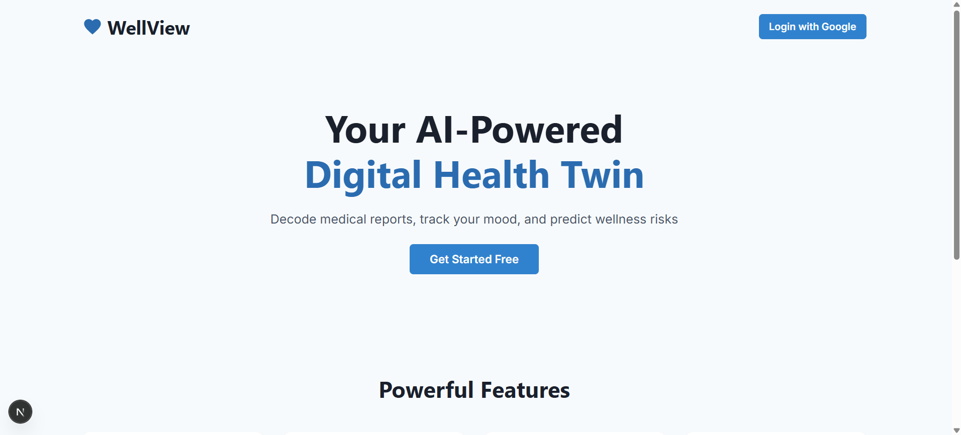 WellView – AI-Powered Digital Health Twin WellView – AI-Powered Digital Health Twin