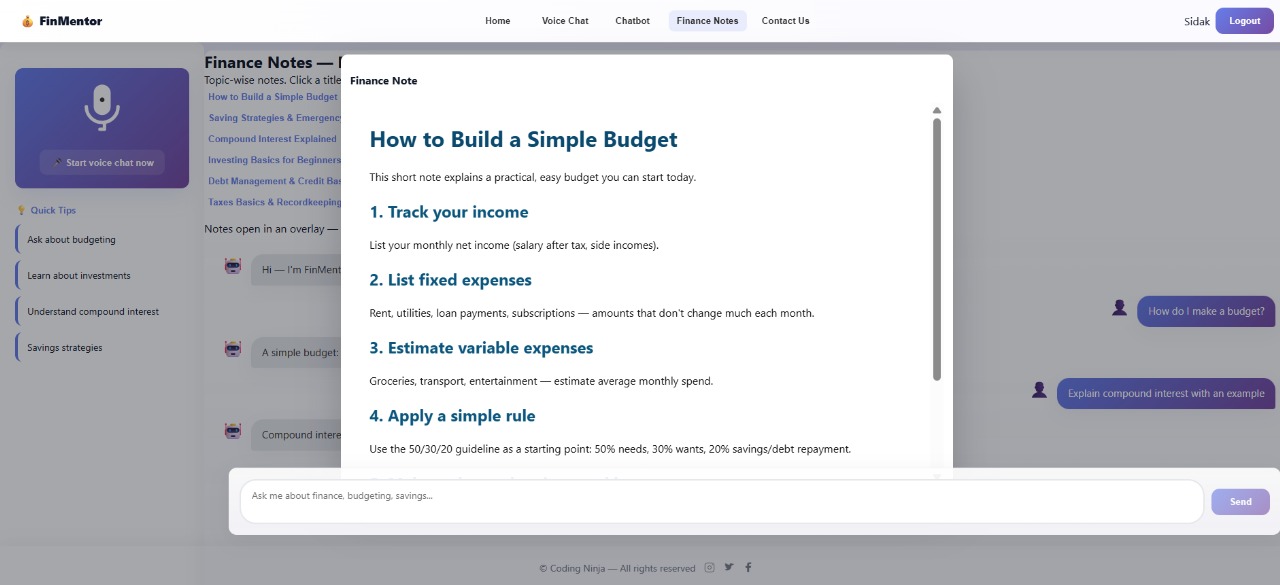 FinMentor Edu — Conversational Financial Study Partner