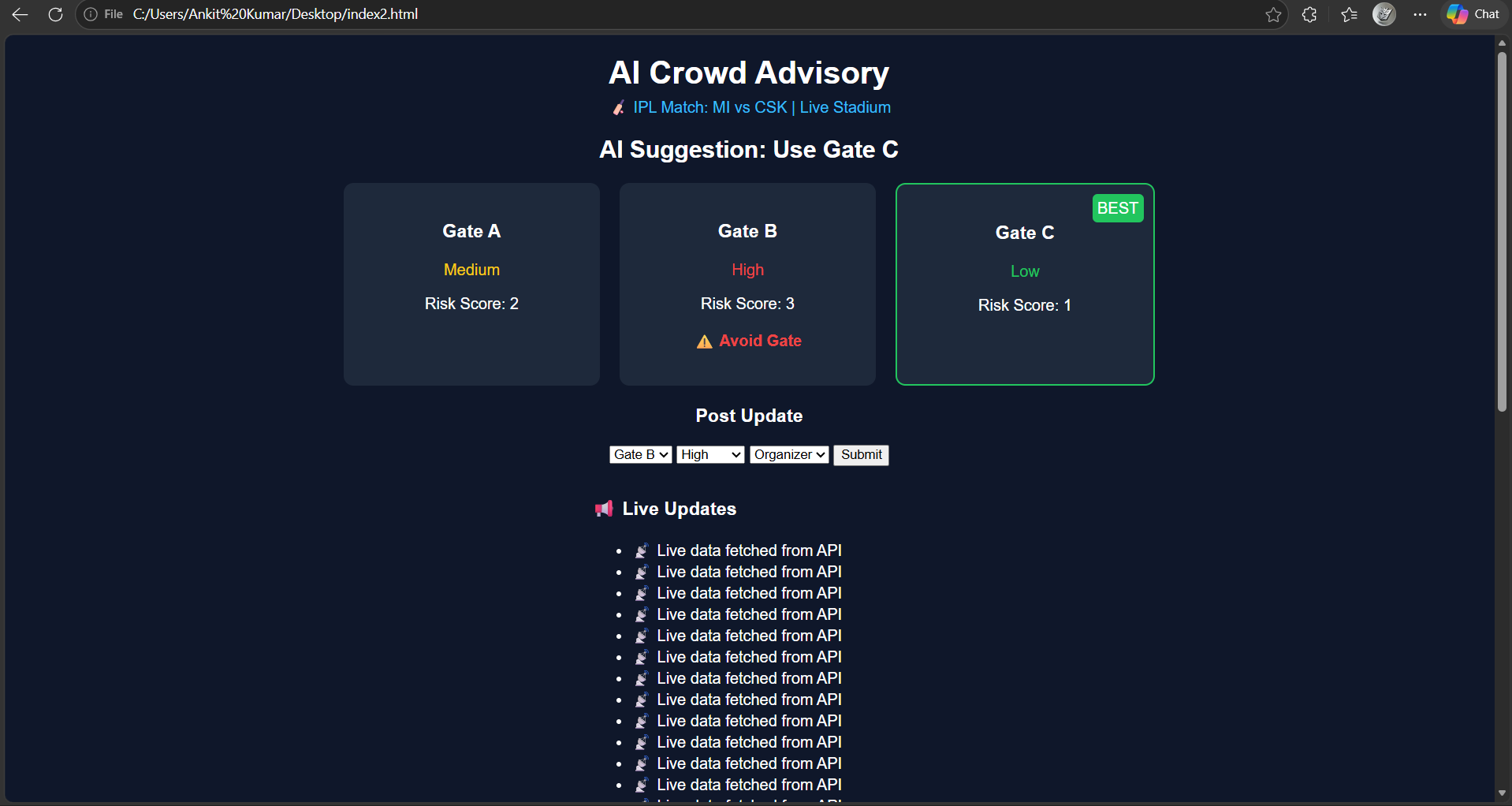 Stadium Crowd Advisory App