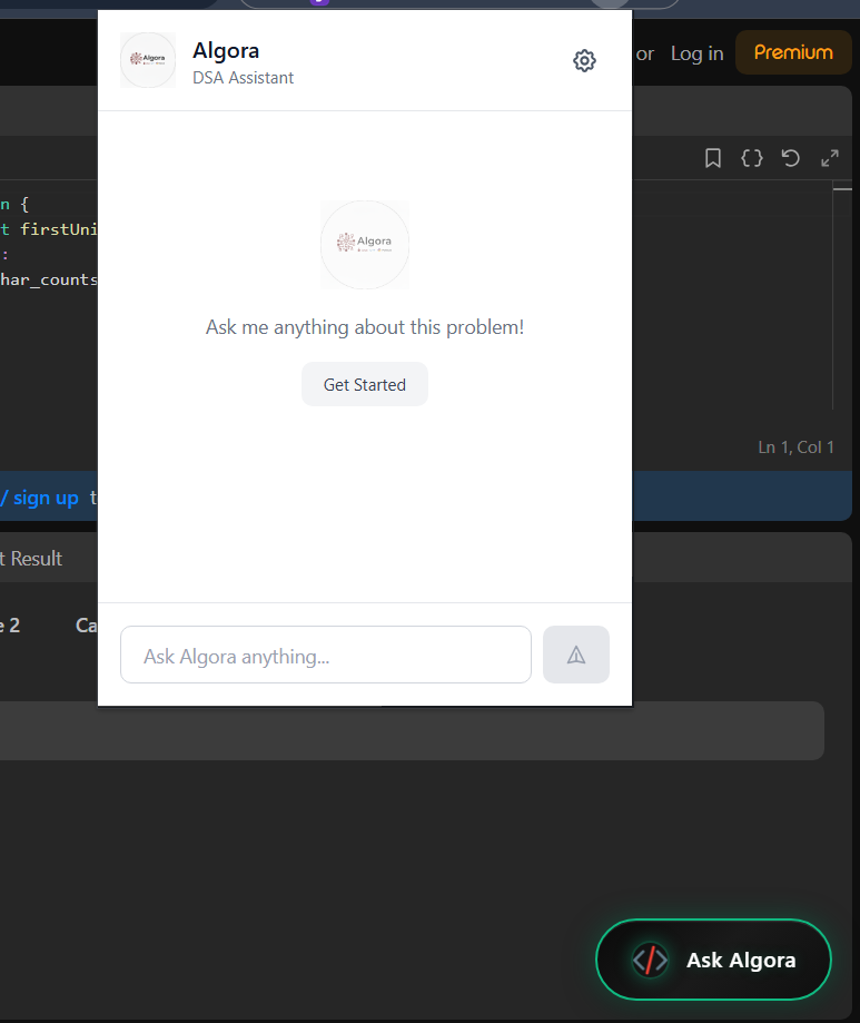 Algora : A Chrome Extension that helps you improve your problem solving skills