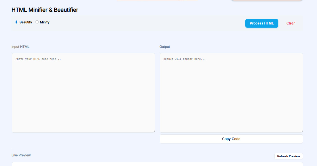 HTML Compressor & Minifier Tool