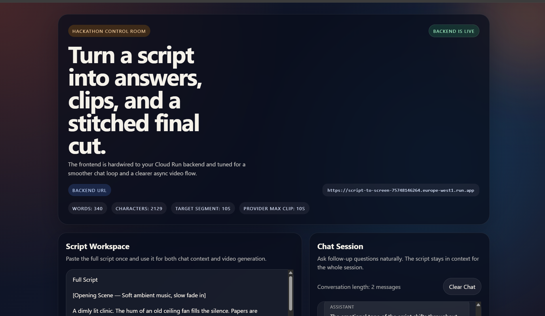 script to 2 min video 