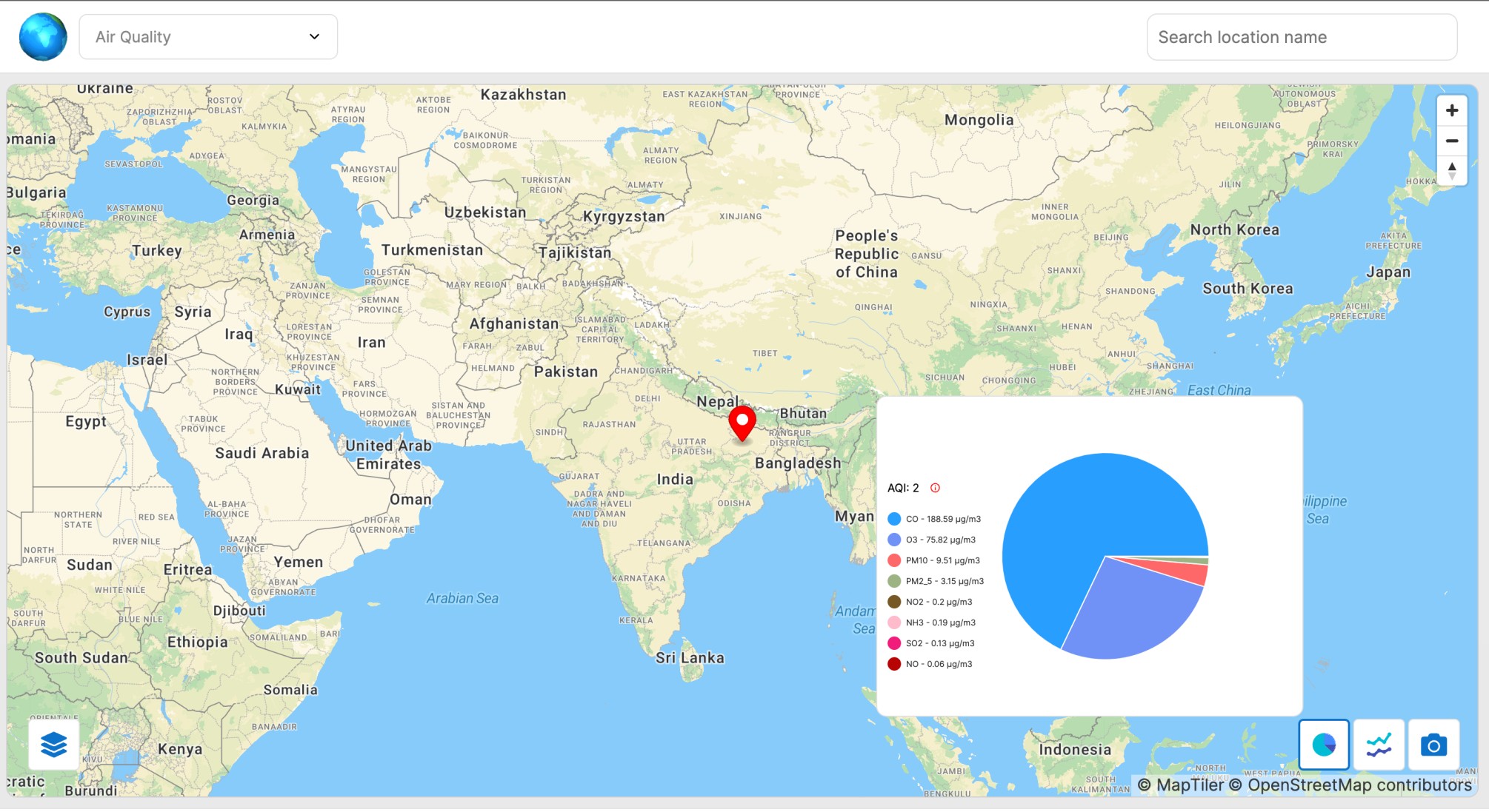 Earth - Air Quality and Weather Visualization Web App
