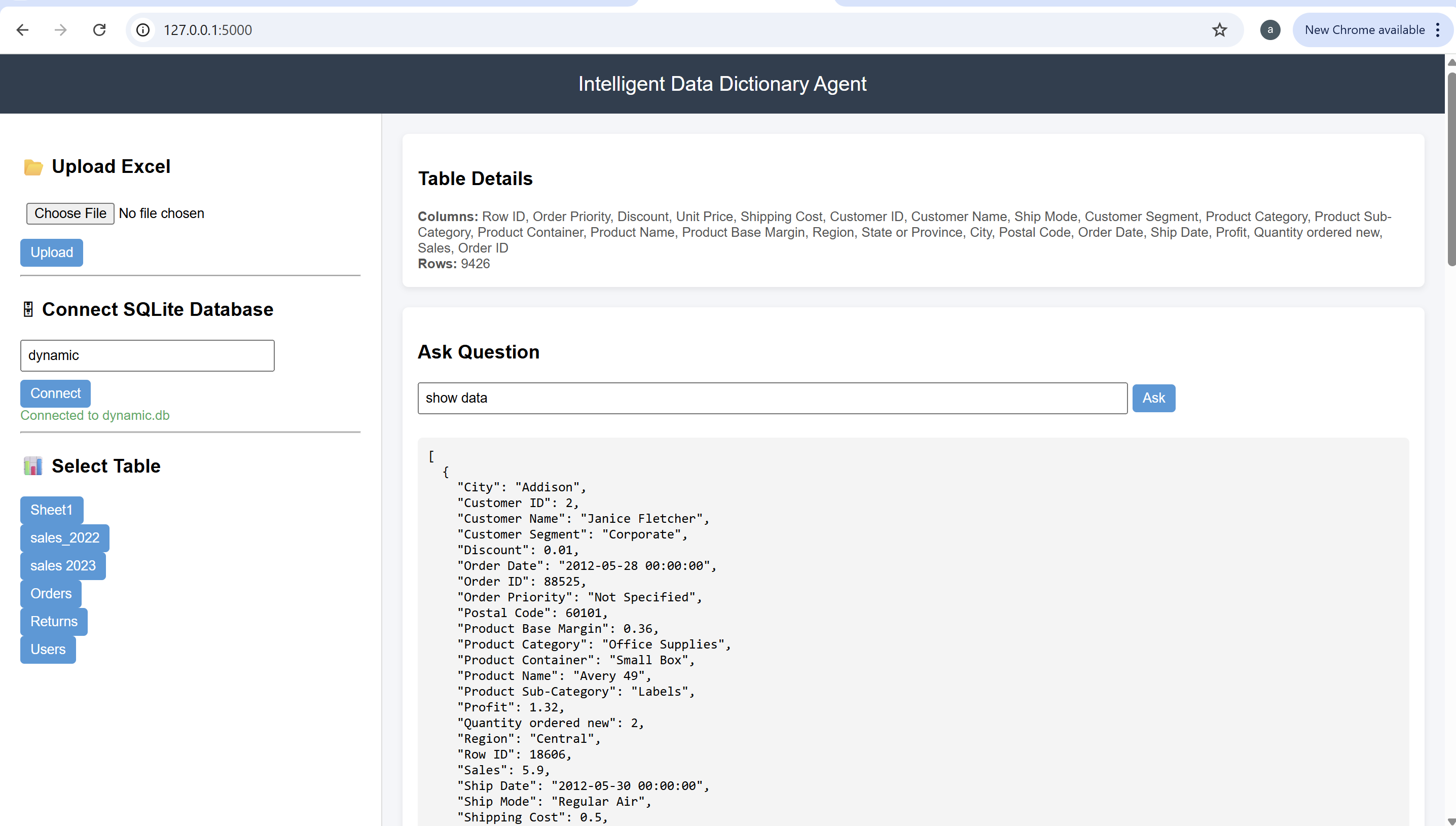 Intelligent Data Dictionary Agent – AI-Powered Schema & Insight Engine