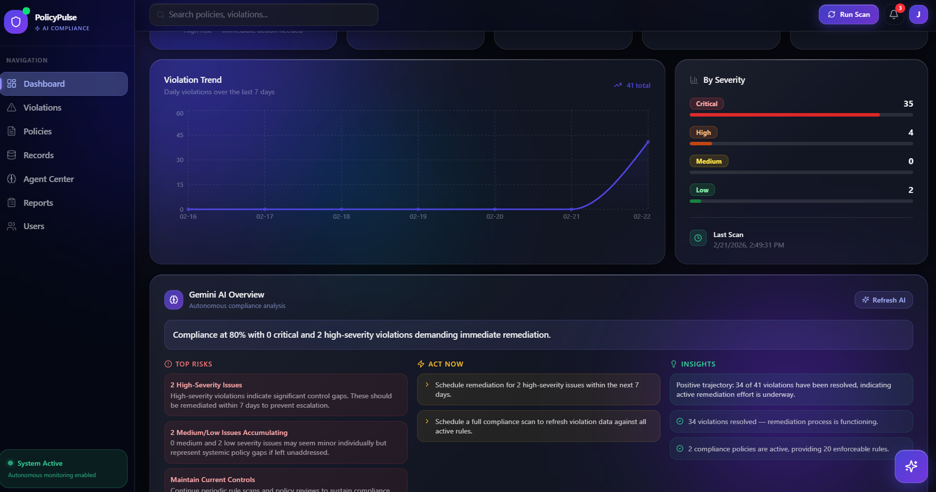 PolicyPulse AI — Autonomous Compliance Monitoring Platform PolicyPulse AI — Autonomous Compliance Monitoring Platform