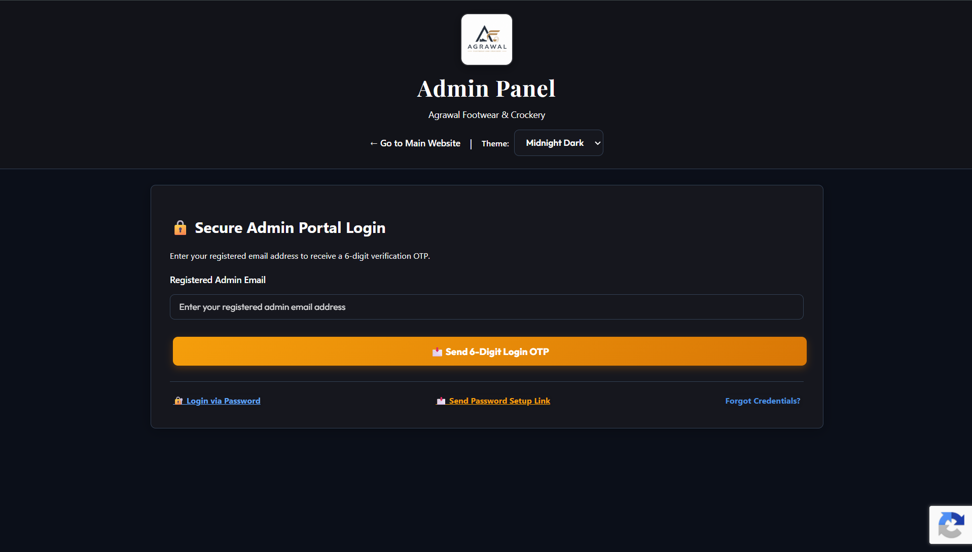 Agrawal Footwear & Crockery - E-Commerce & Inventory Management Portal