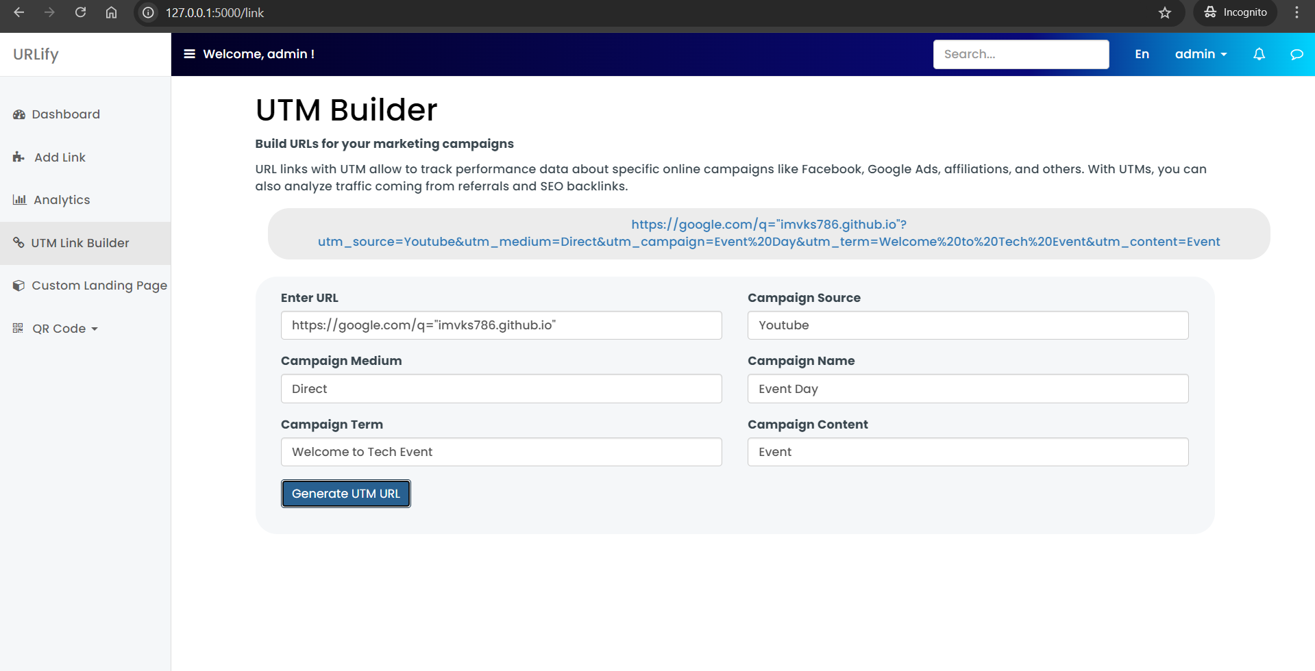 Urlify - A URL shortening service Urlify - A URL shortening service