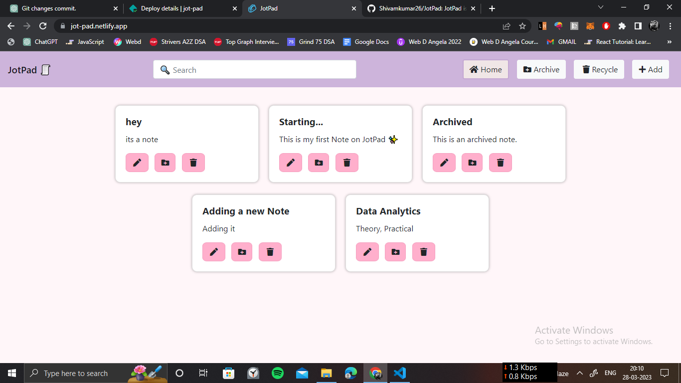 JotPad - Notes Webapp JotPad - Notes Webapp