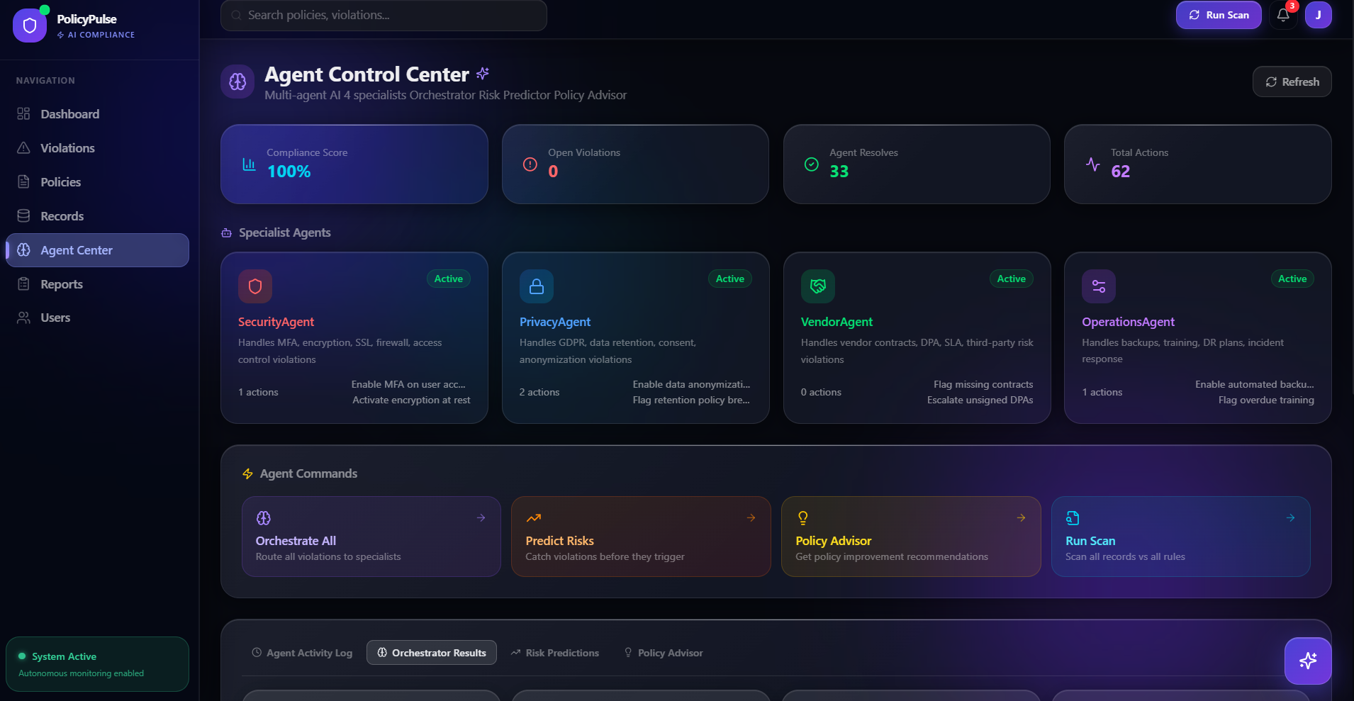 PolicyPulse AI — Autonomous Compliance Monitoring Platform PolicyPulse AI — Autonomous Compliance Monitoring Platform