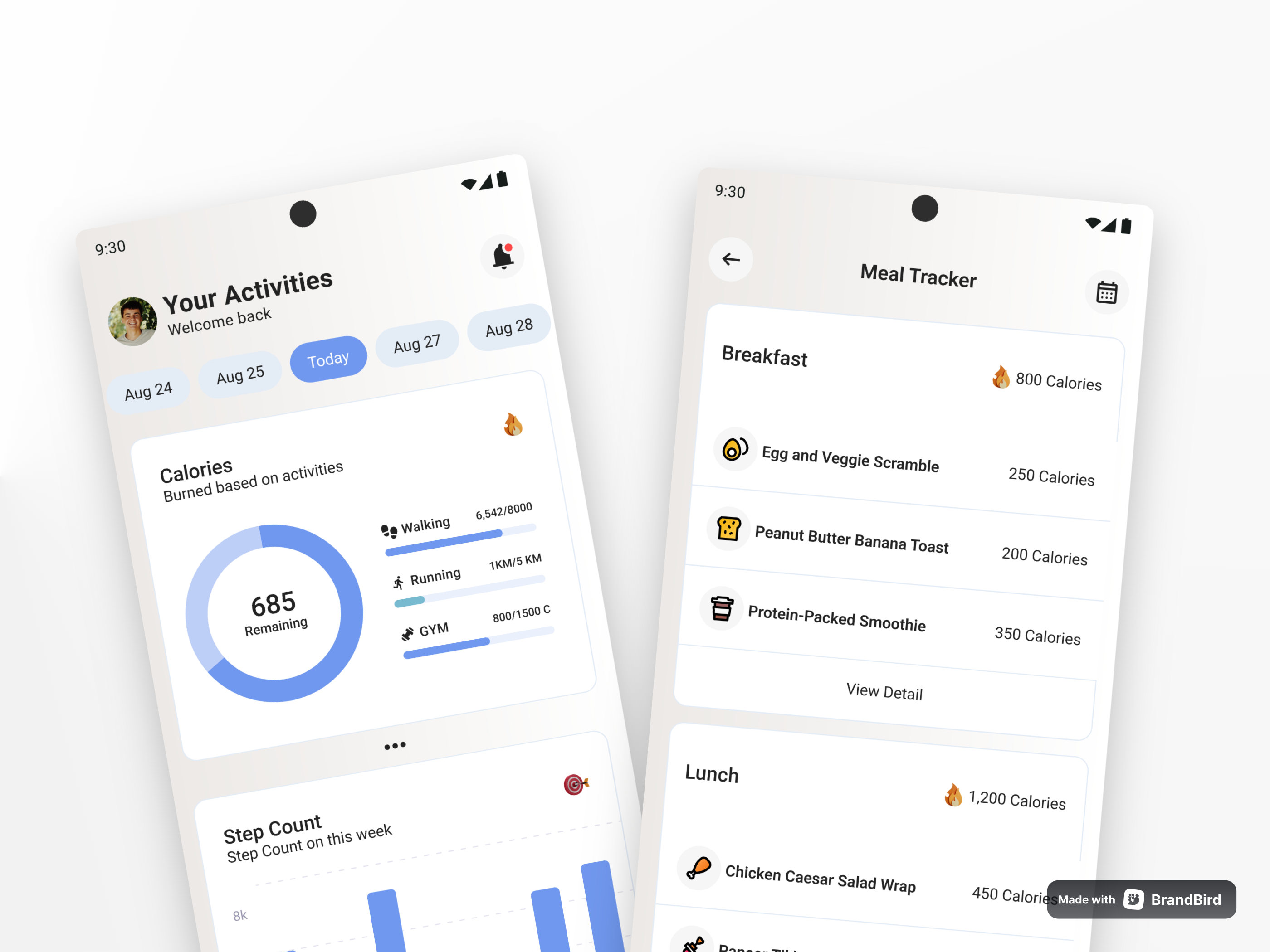Activity & Nutrition Tracker App UI Activity & Nutrition Tracker App UI