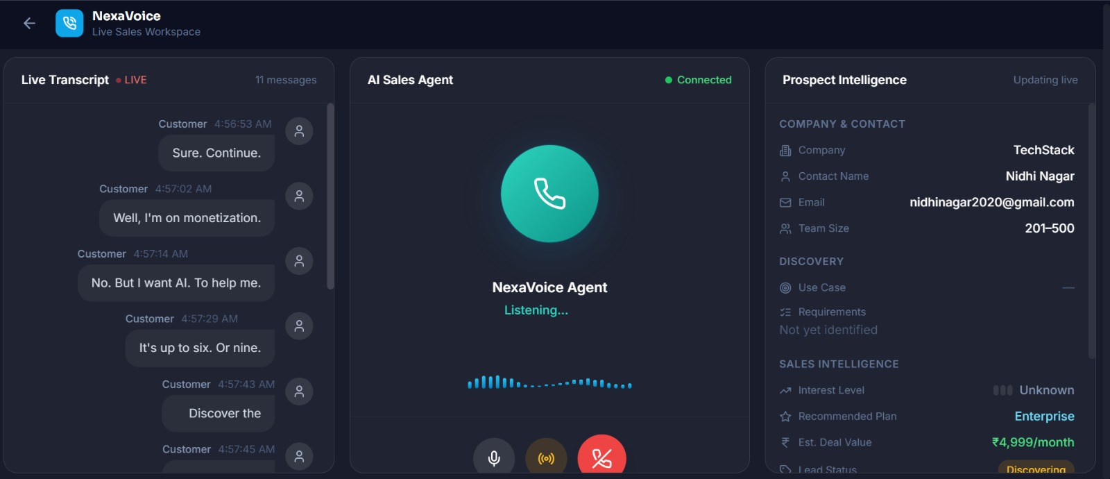 NexaVoice — AI-Powered Real-Time Voice Sales Agent NexaVoice — AI-Powered Real-Time Voice Sales Agent