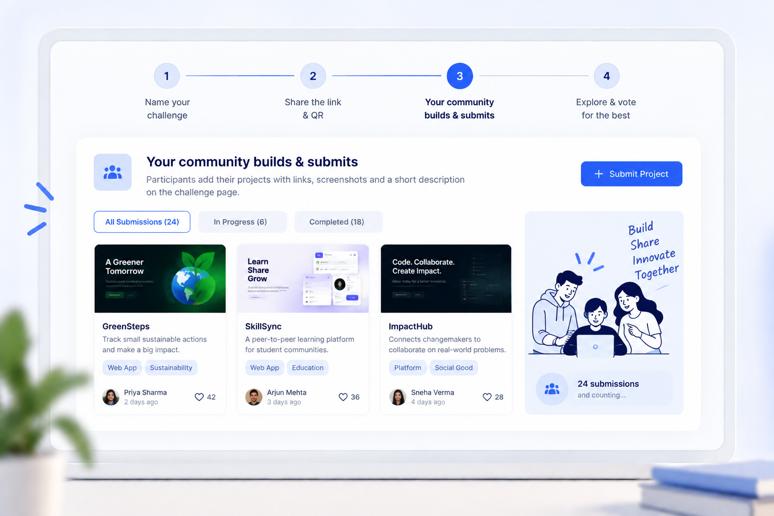 Community members building and submitting projects