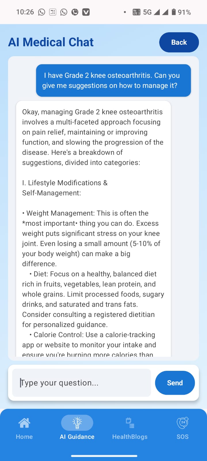 Sehat Saathi - AI app for joint analysis, disease prediction, cost insights & instant guidance