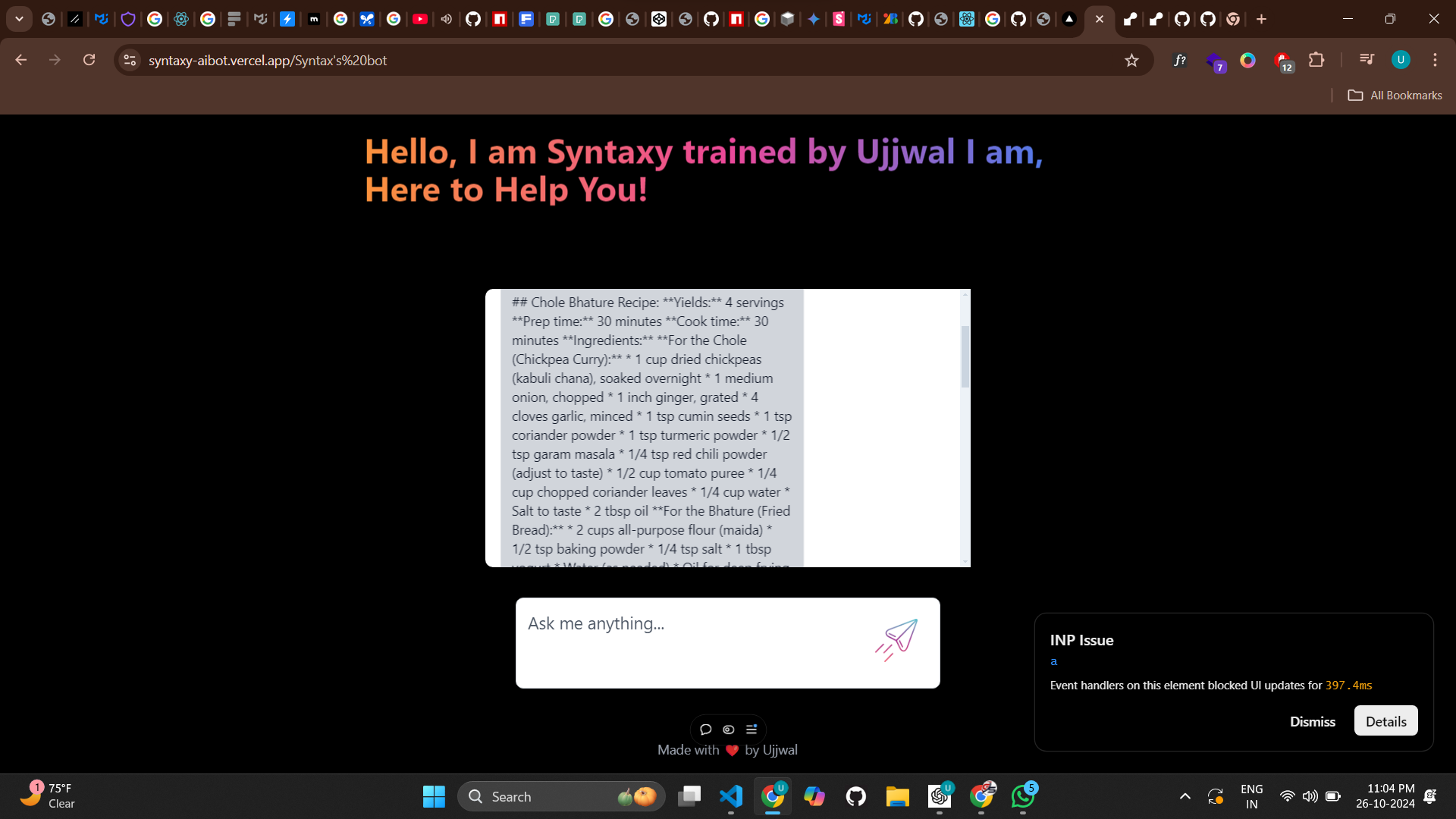 Synatxy -An ai Powered Chatbot Synatxy -An ai Powered Chatbot