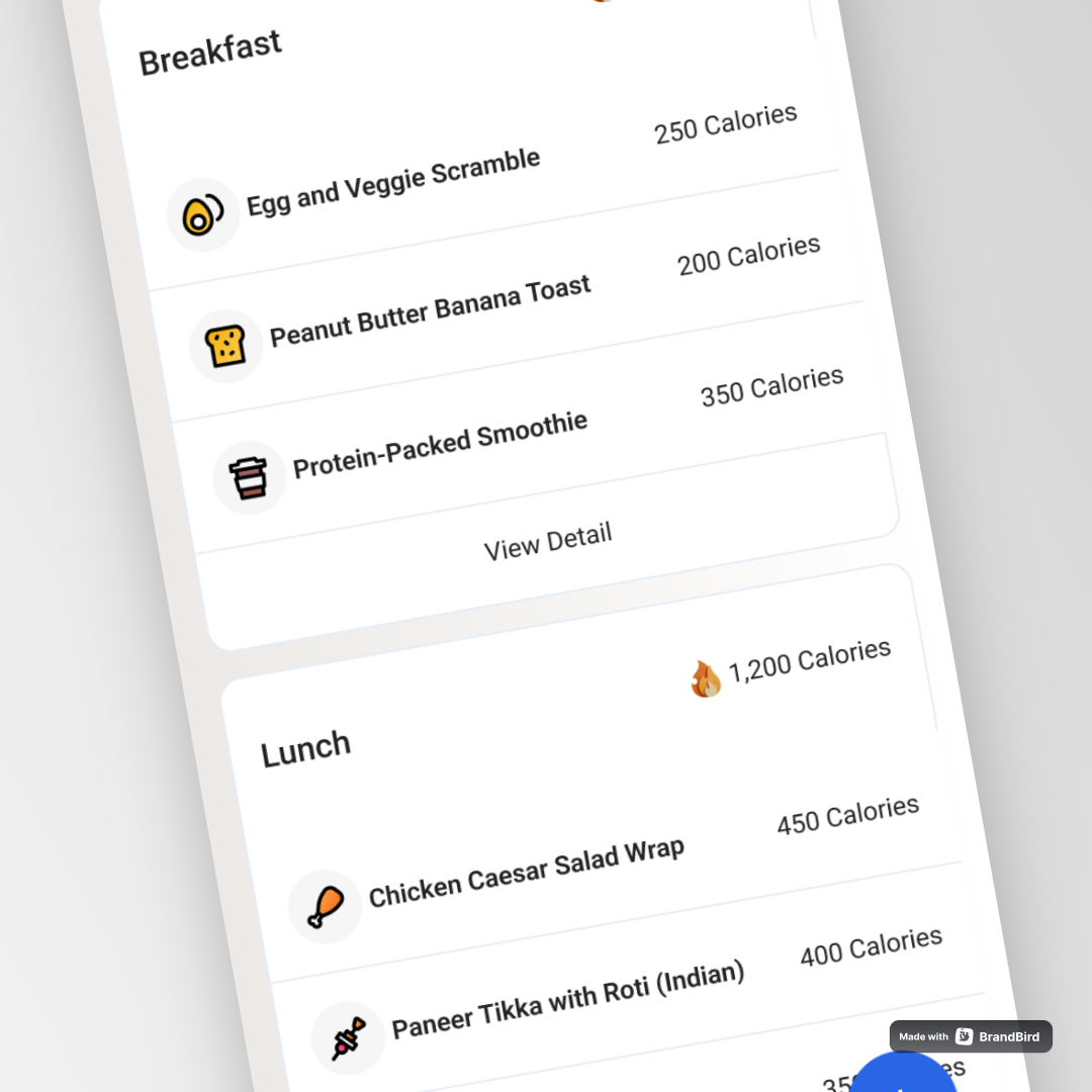 Activity & Nutrition Tracker App UI
