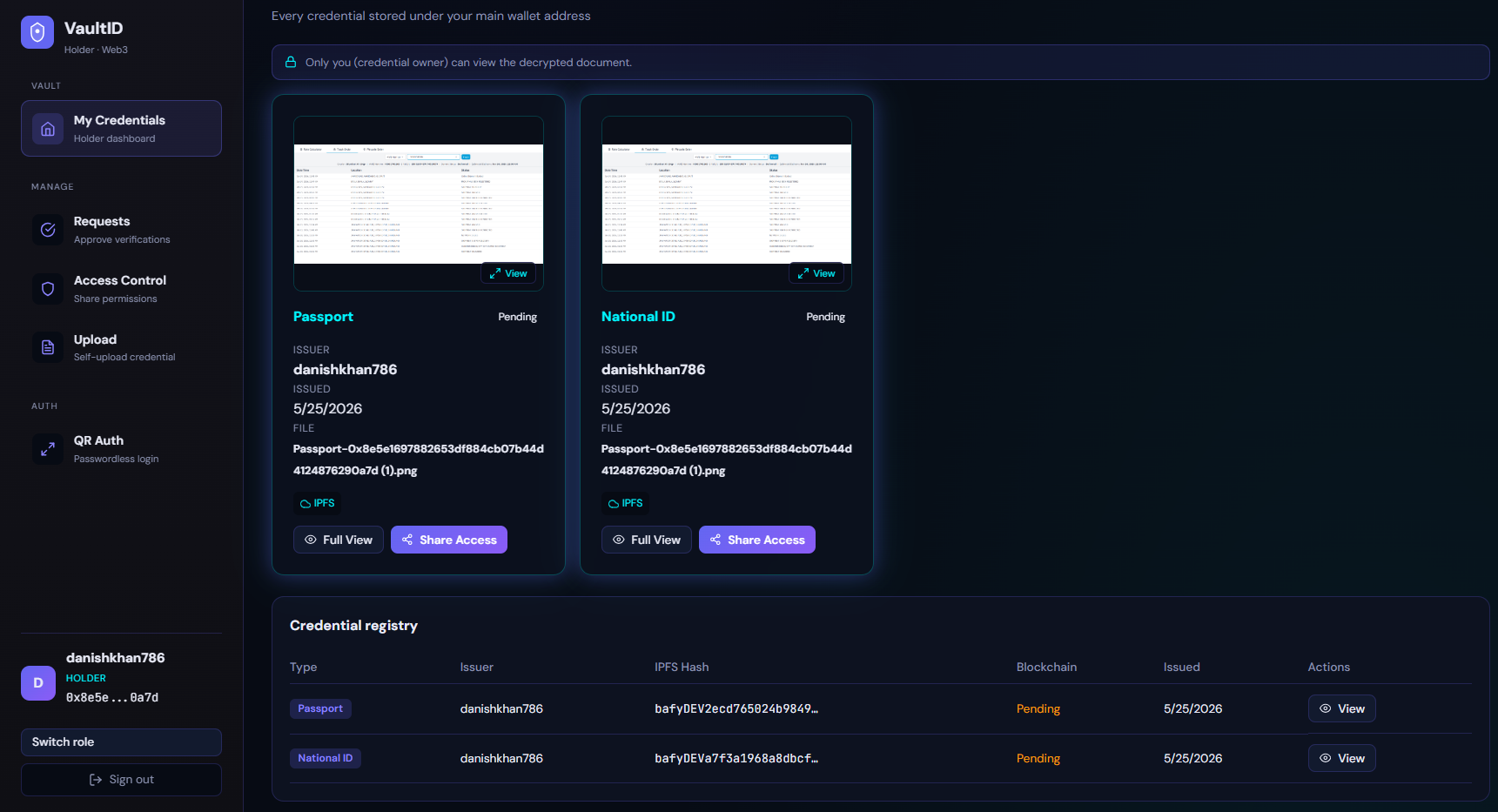 VaultID-Decentralized identity VaultID-Decentralized identity