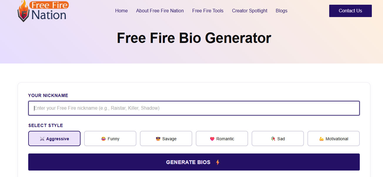 Free Fire Bio Generator