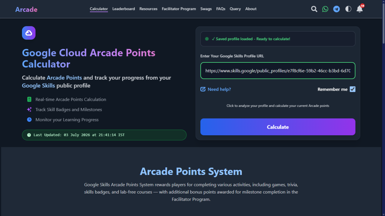 Google Cloud Arcade Points Calculator (2026) – Track Your Progress | Arcade Facilitator Program Google Cloud Arcade Points Calculator (2026) – Track Your Progress | Arcade Facilitator Program