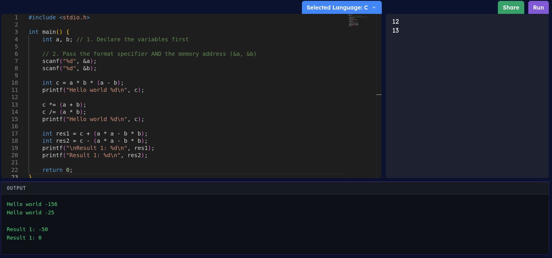 Online IDE - Write, run and share your code snippets effortlessly Online IDE - Write, run and share your code snippets effortlessly