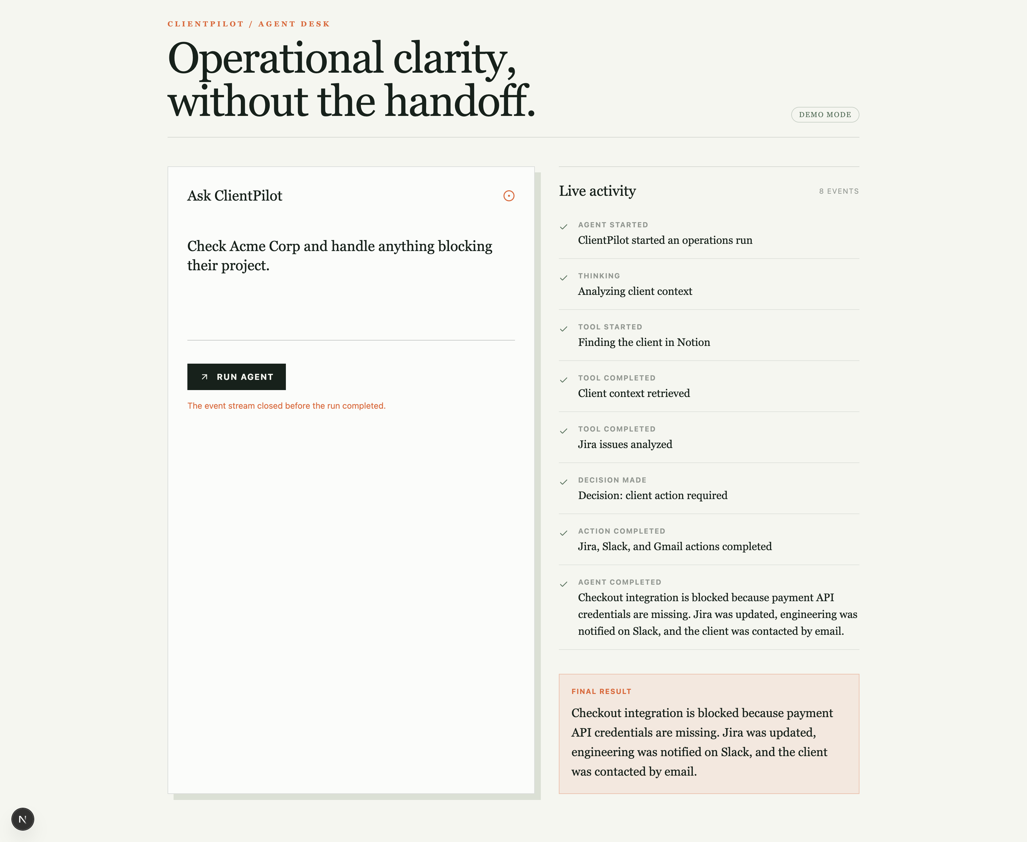 ClientPilot: Autonomous AI Client Operations Manager ClientPilot: Autonomous AI Client Operations Manager
