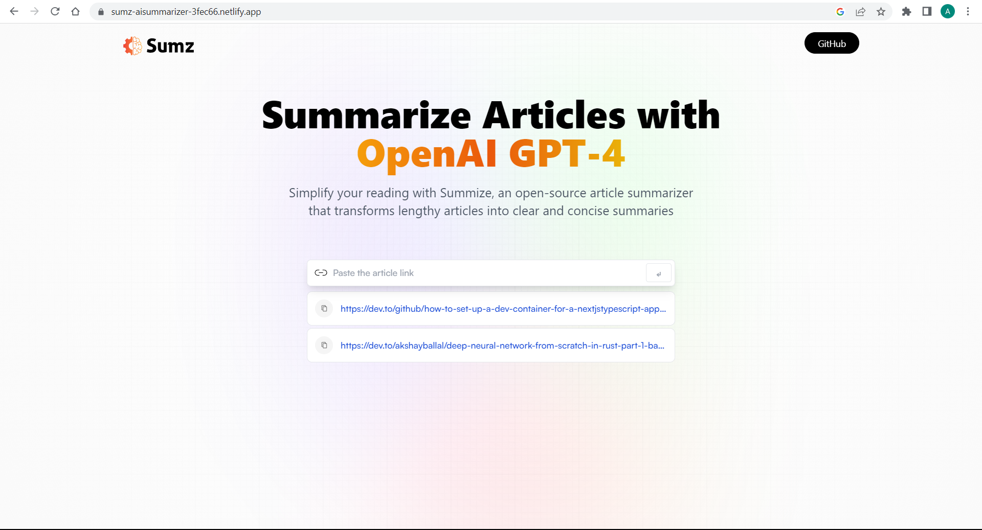 AI Aritcle-Summarizer (Sumz)