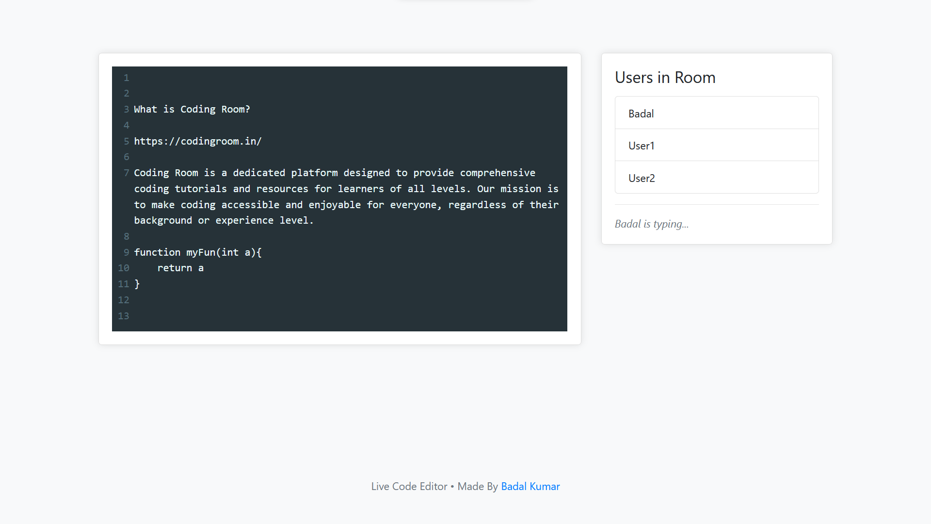 Live Code Editor