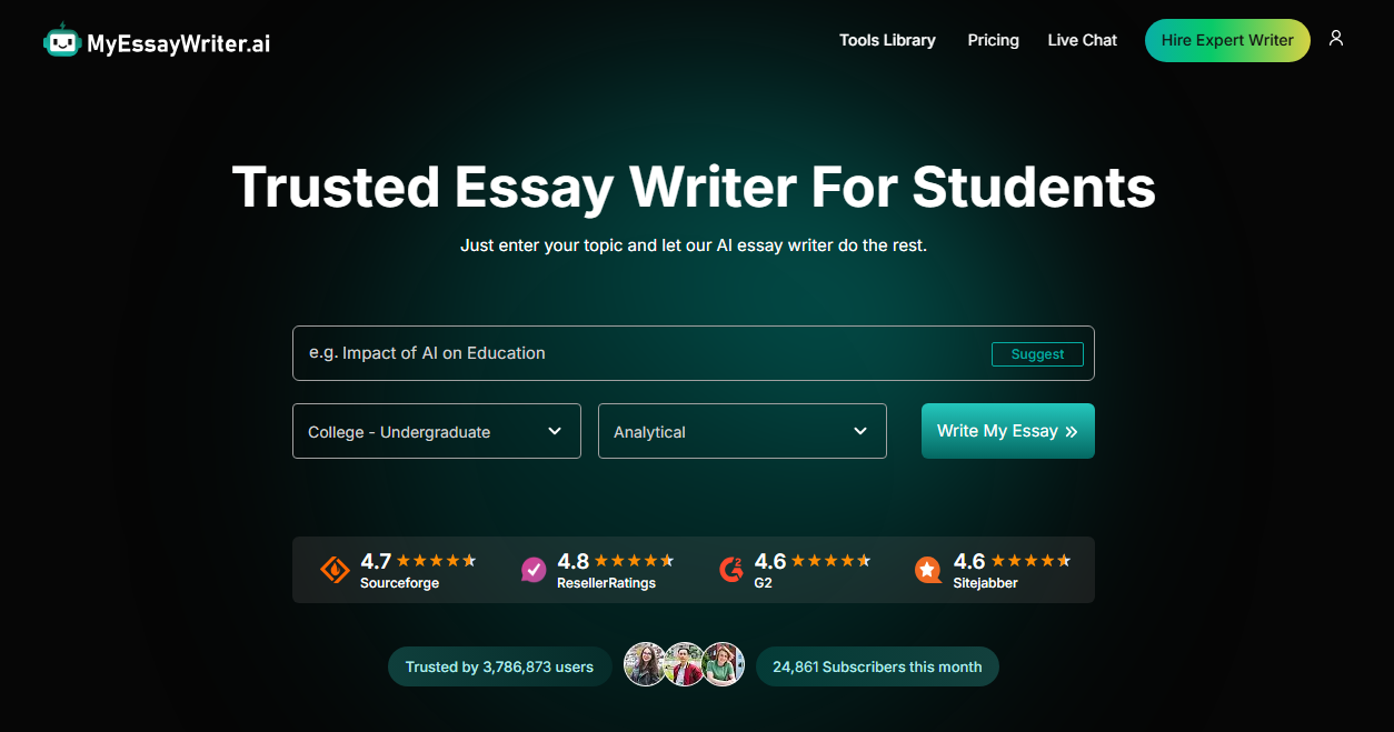 MyEssayWriter.ai - AI Essay Writer Tool For Students