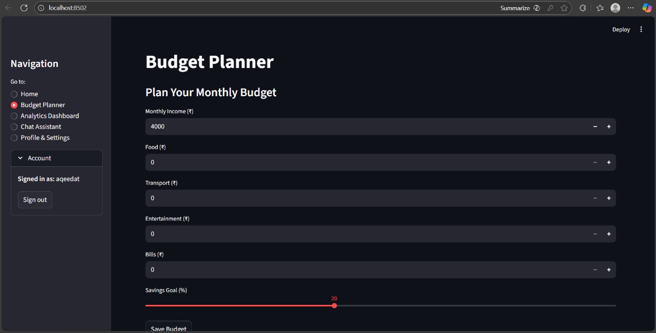 Conversational AI budget planner Conversational AI budget planner