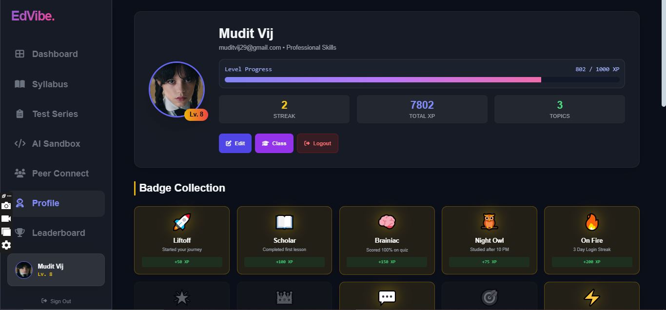 EdVibe, AI companion for students.