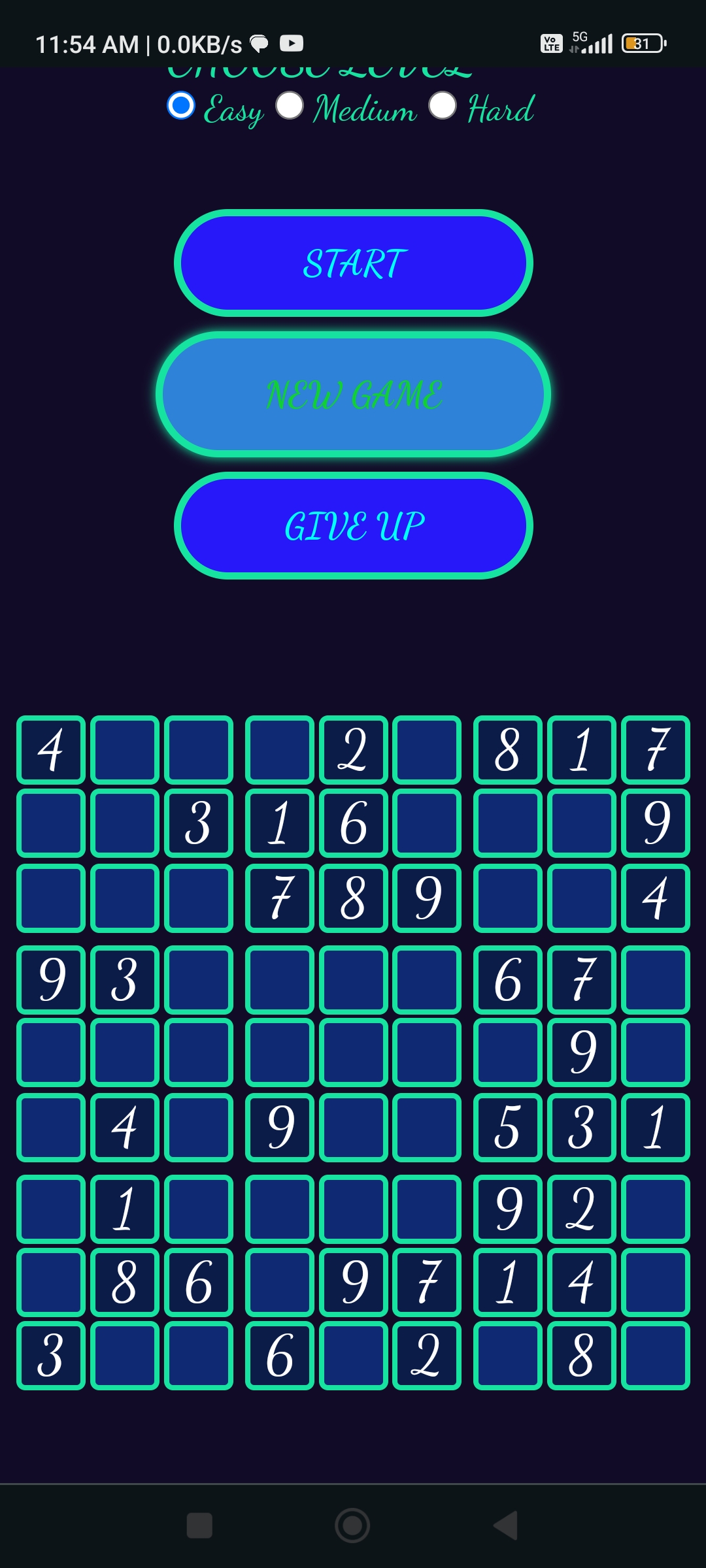 Sudoku game Sudoku game
