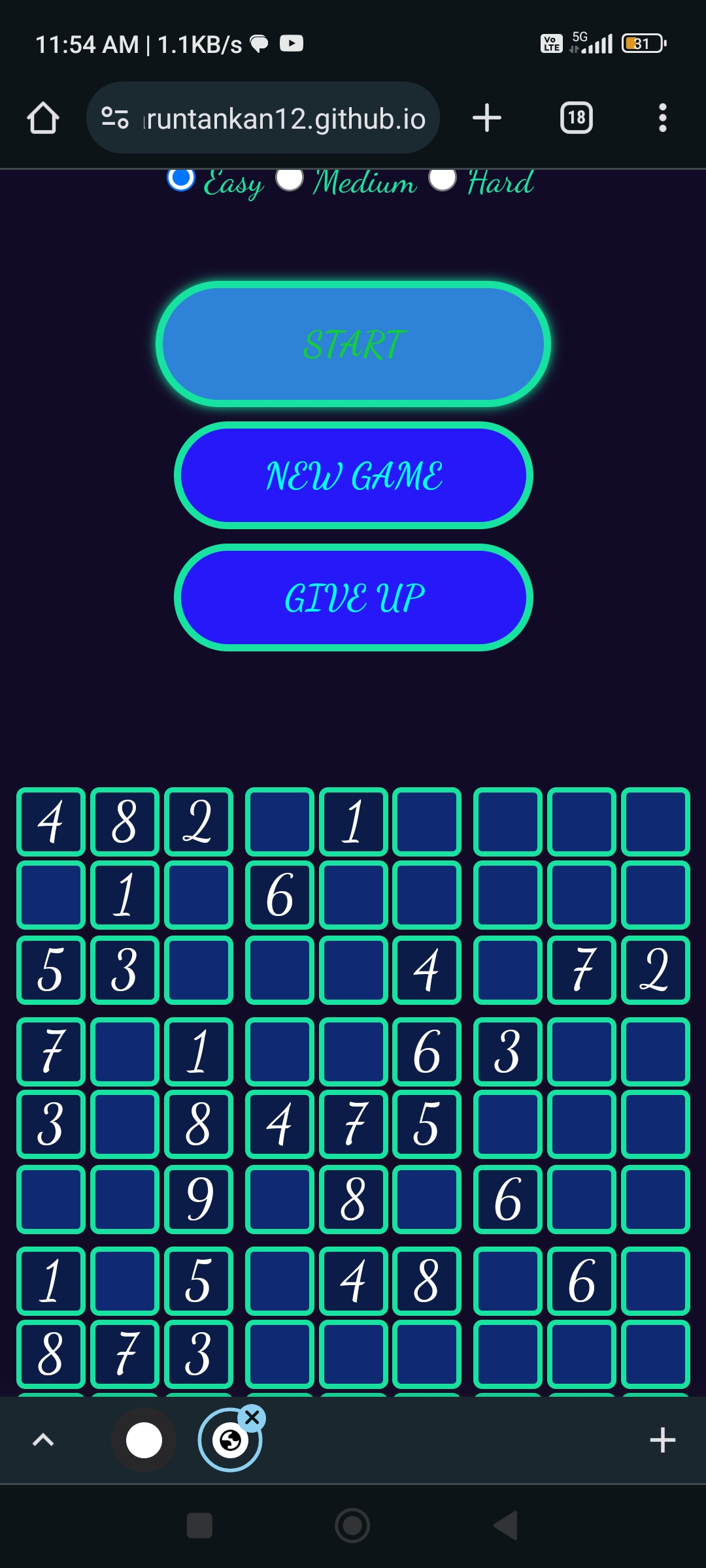 Sudoku game Sudoku game