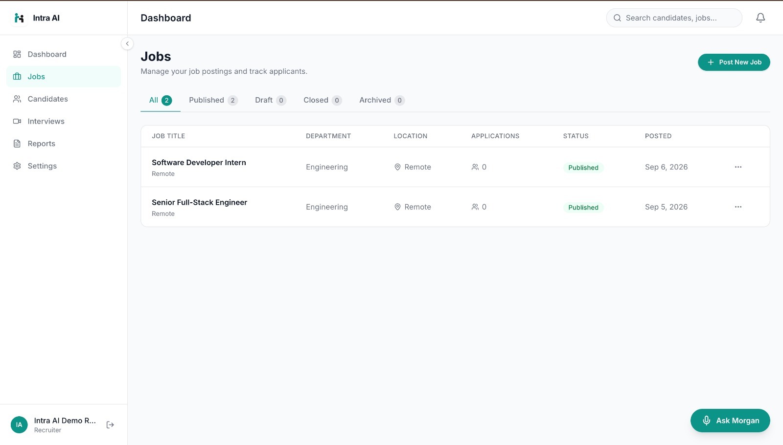 Intra AI — Adaptive AI Recruitment and Interview Platform Intra AI — Adaptive AI Recruitment and Interview Platform
