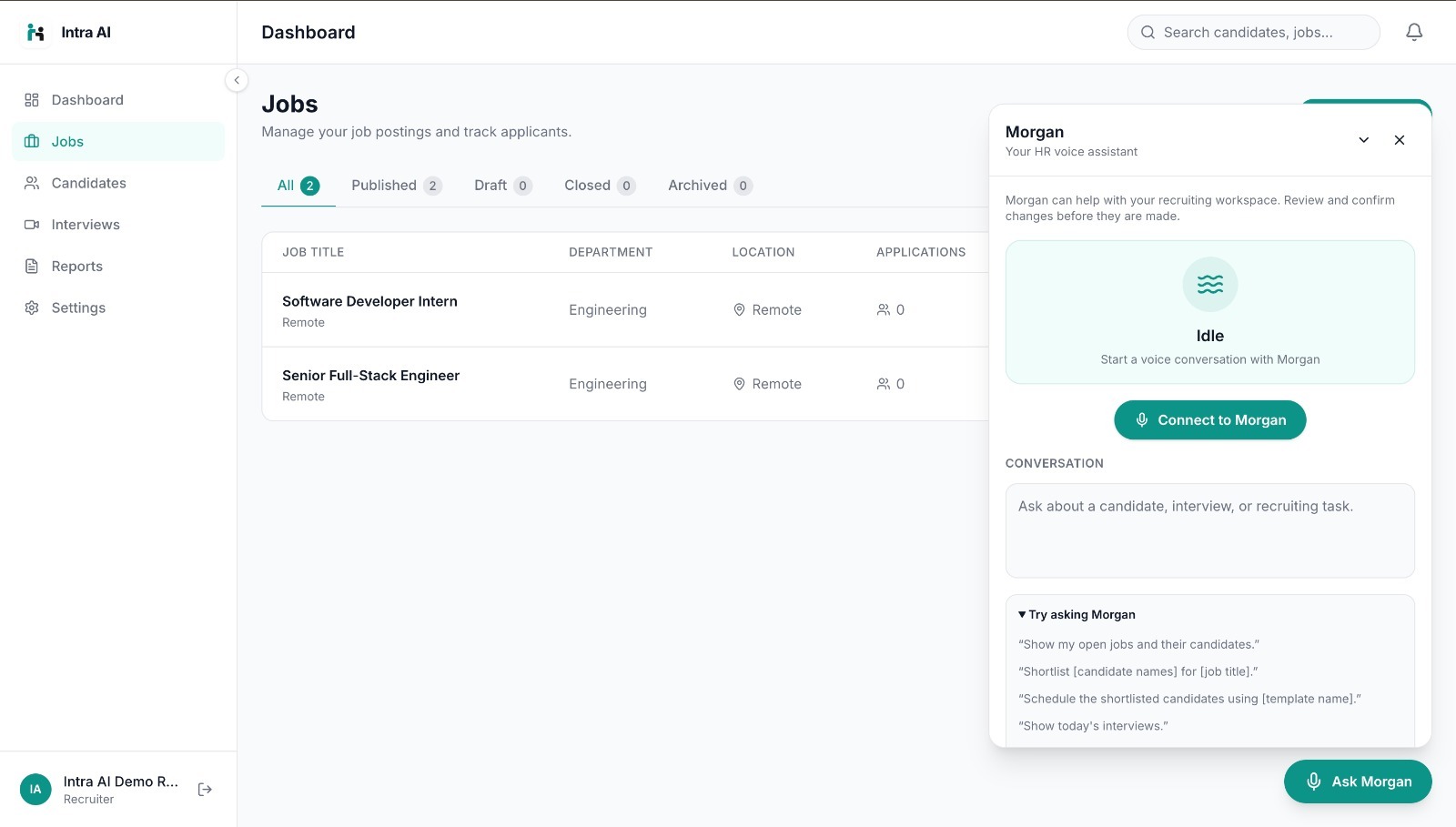 Intra AI — Adaptive AI Recruitment and Interview Platform Intra AI — Adaptive AI Recruitment and Interview Platform