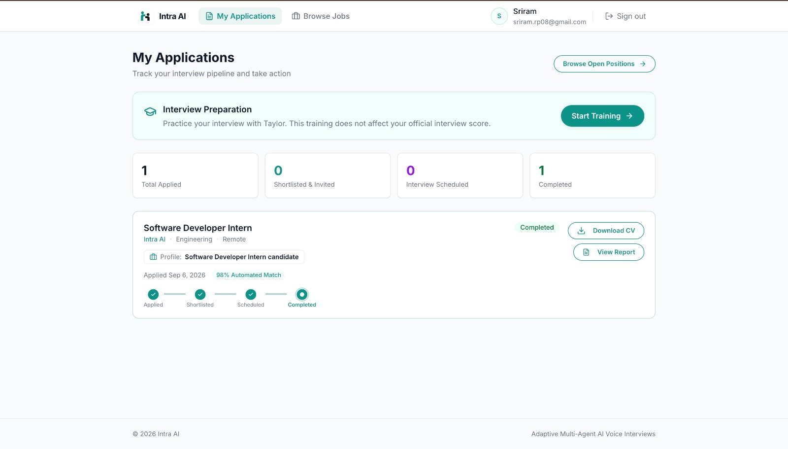 Intra AI — Adaptive AI Recruitment and Interview Platform Intra AI — Adaptive AI Recruitment and Interview Platform