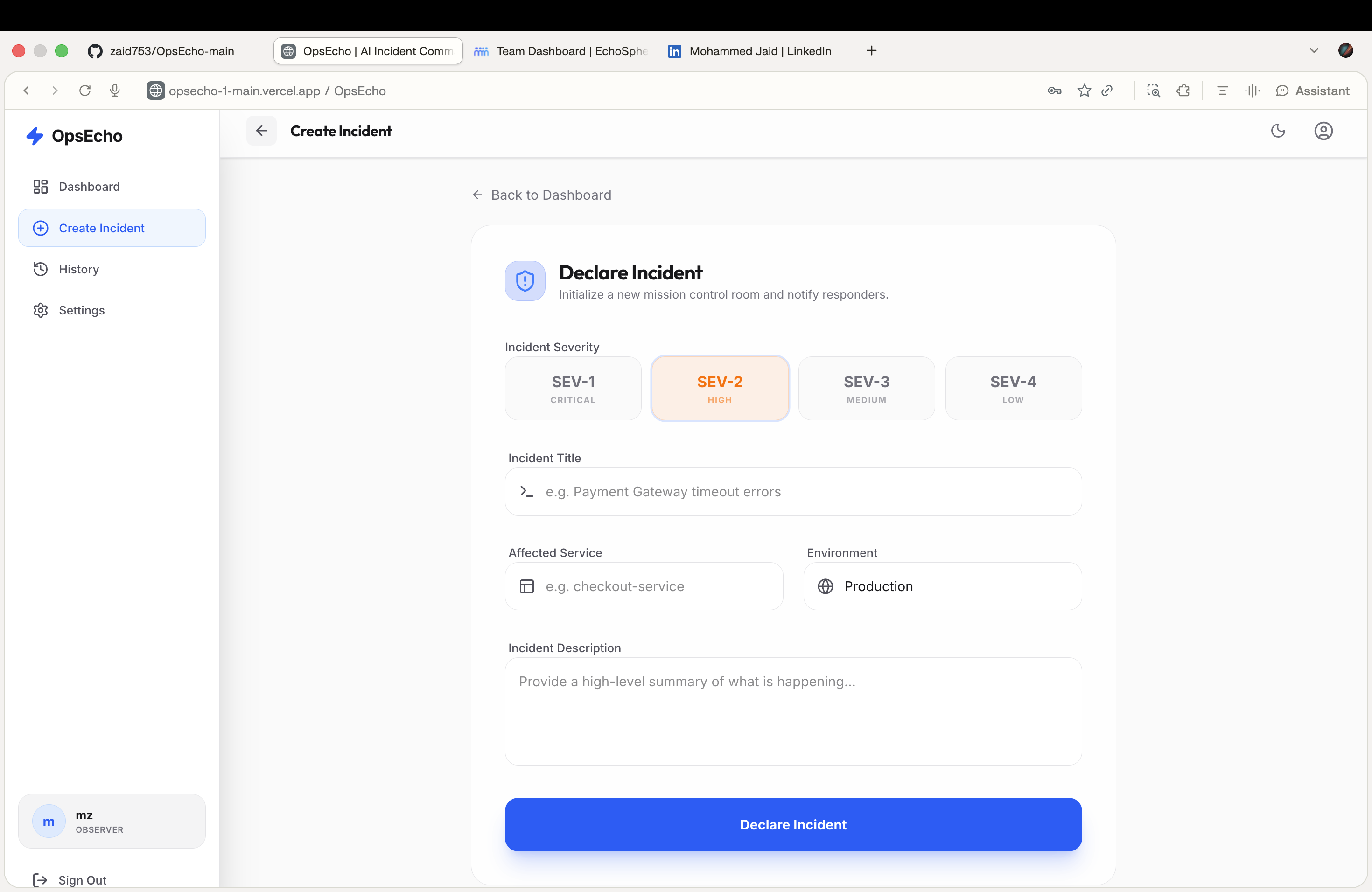 OpsEcho - Voice Incident Commander