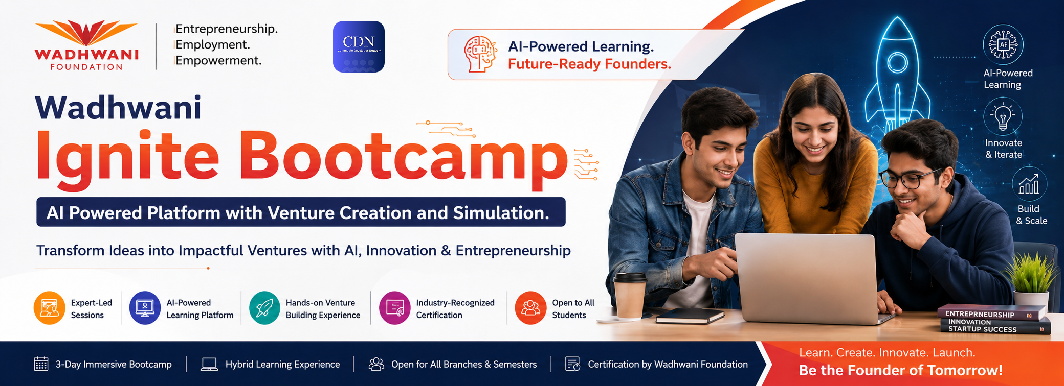 Wadhwani Ignite Bootcamp AI powered platform with venture creation and simulation.