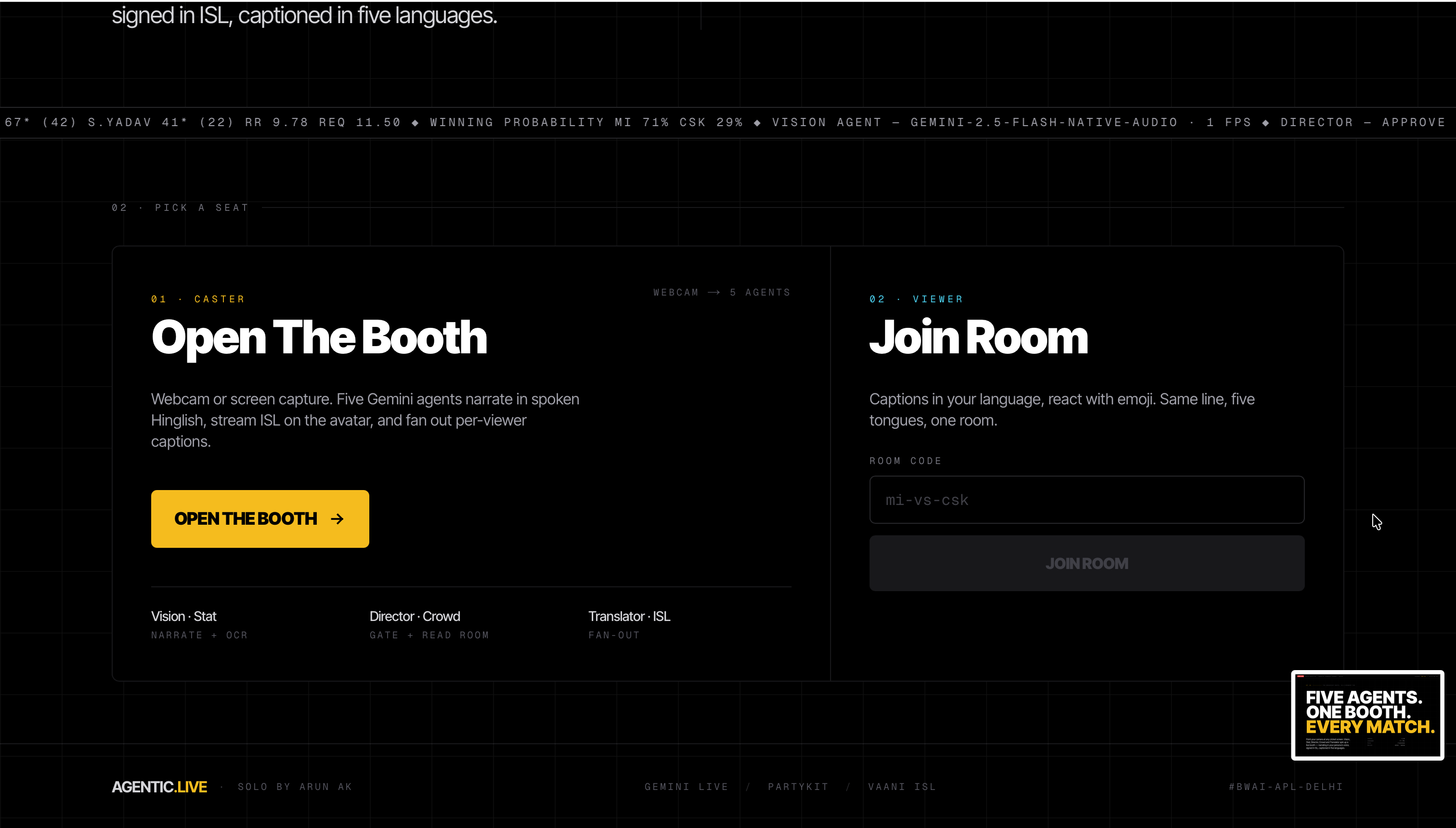 AGENTIC.LIVE — The broadcast booth in a browser tab AGENTIC.LIVE — The broadcast booth in a browser tab