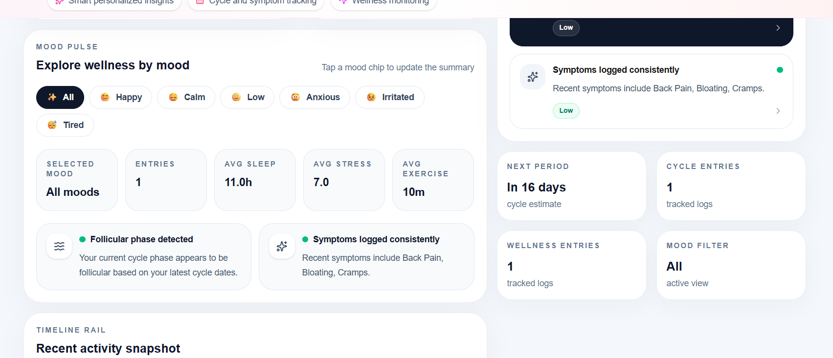 A digital health companion for menstrual health, wellness tracking, and personalized insights. A digital health companion for menstrual health, wellness tracking, and personalized insights.