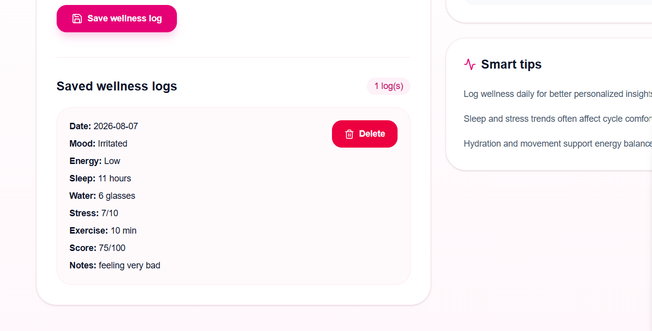 A digital health companion for menstrual health, wellness tracking, and personalized insights. A digital health companion for menstrual health, wellness tracking, and personalized insights.