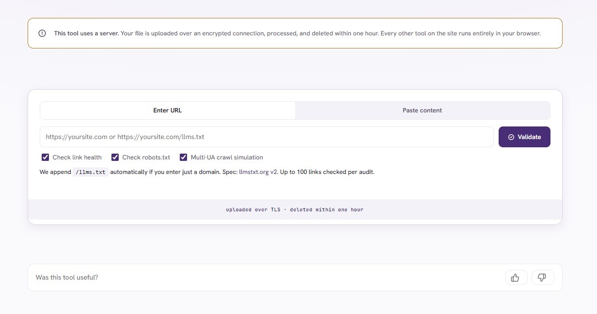 llms txt Validator