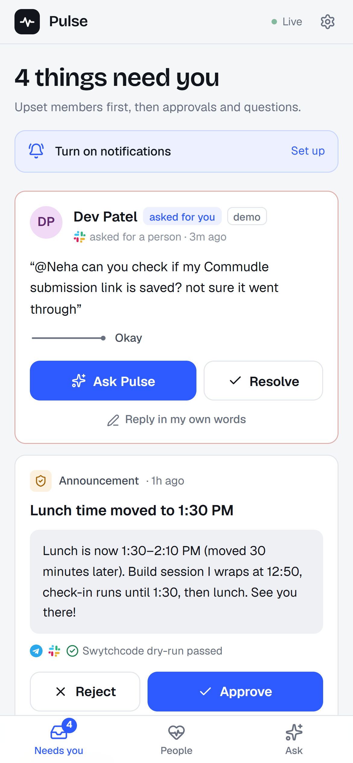 Pulse: AI community manager built on Swytchcode Pulse: AI community manager built on Swytchcode