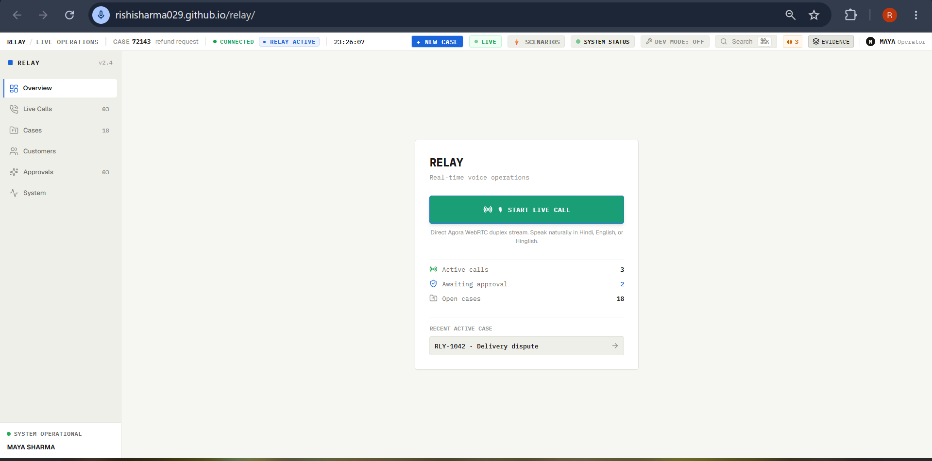 RELAY — AI Voice Operations Agent RELAY — AI Voice Operations Agent