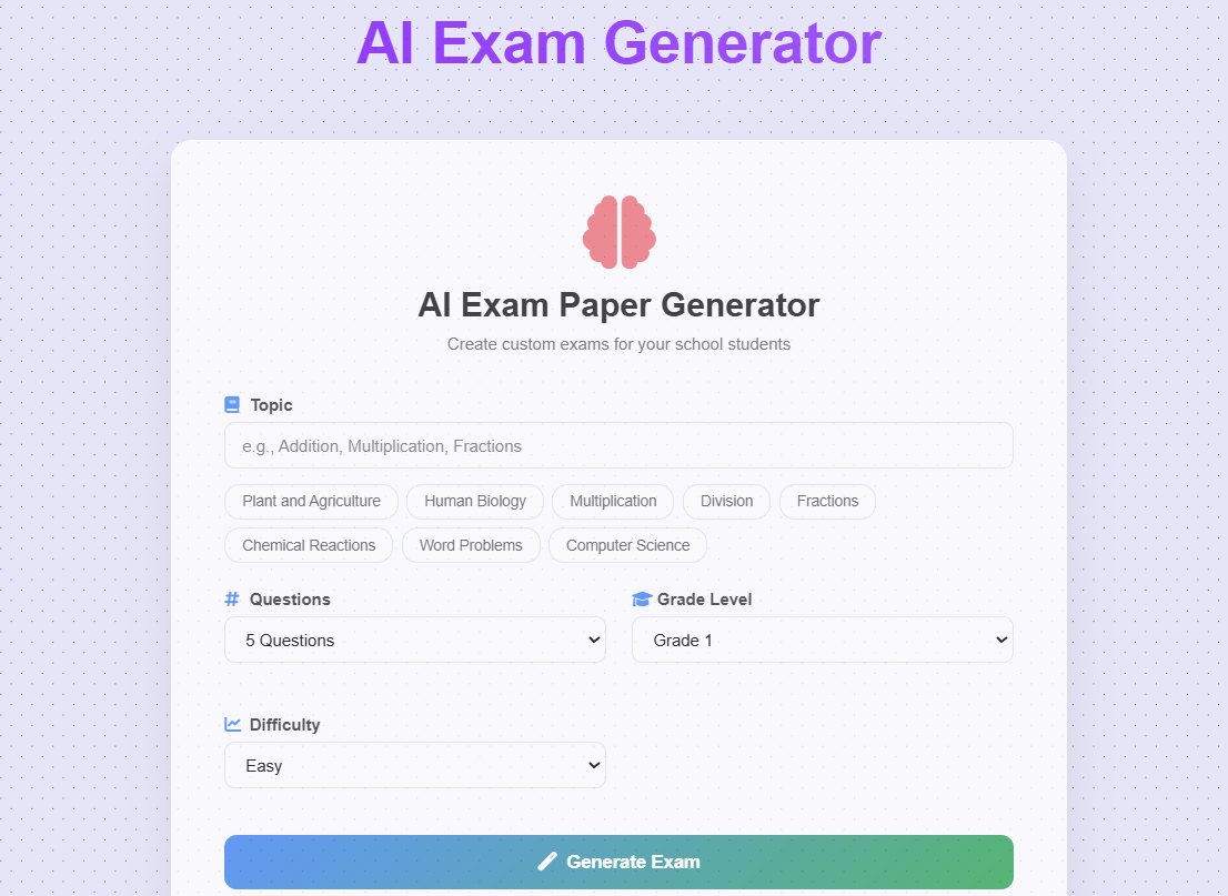 AI Exam Generator -Sarwan Upadhyay AI Exam Generator -Sarwan Upadhyay