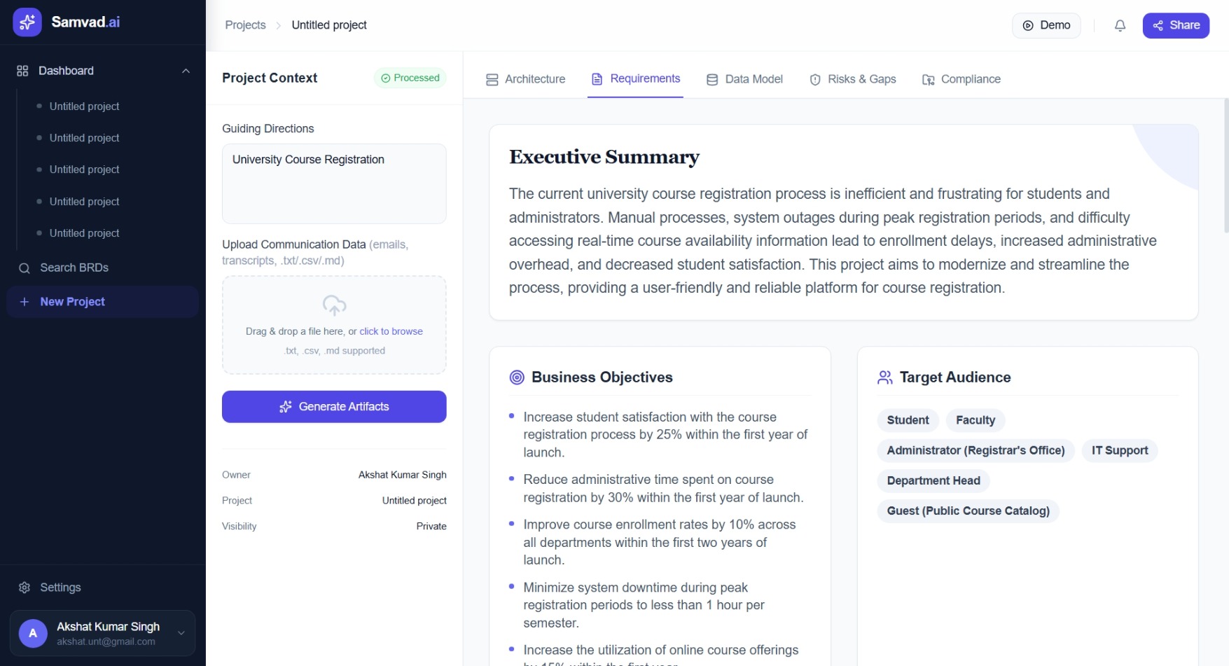Samvad — AI-Powered BRD Extraction Agent