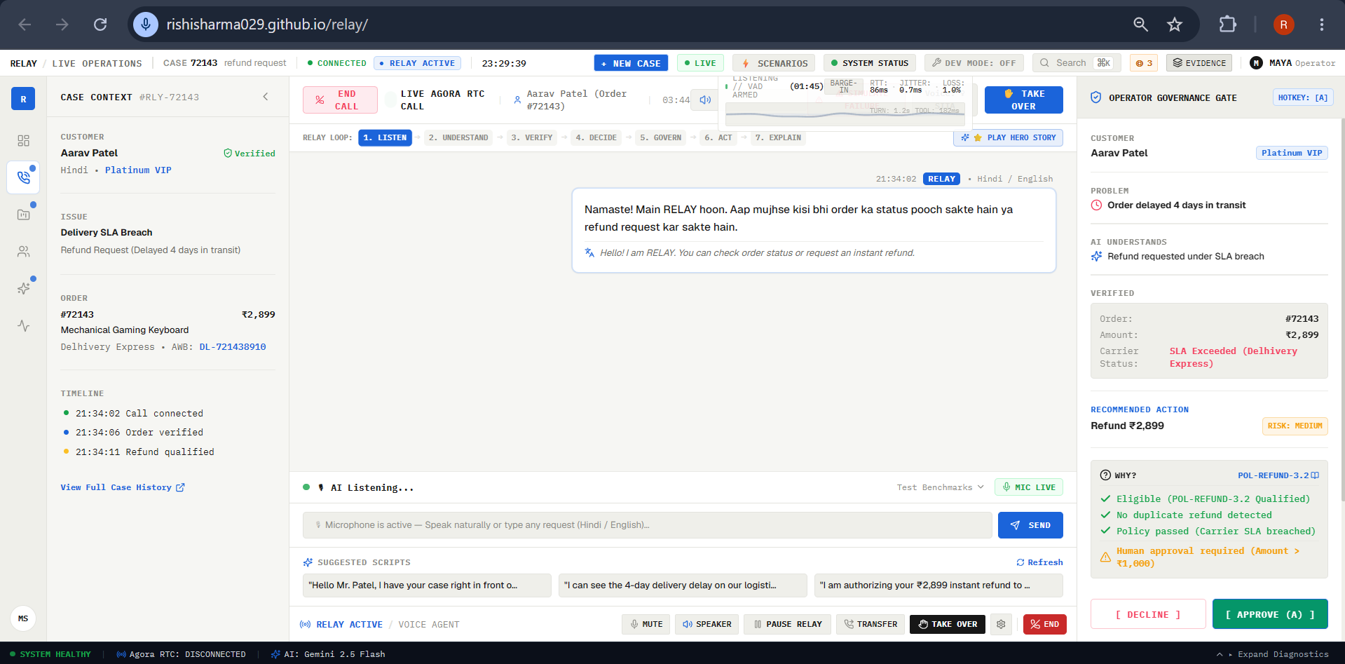 RELAY — AI Voice Operations Agent RELAY — AI Voice Operations Agent