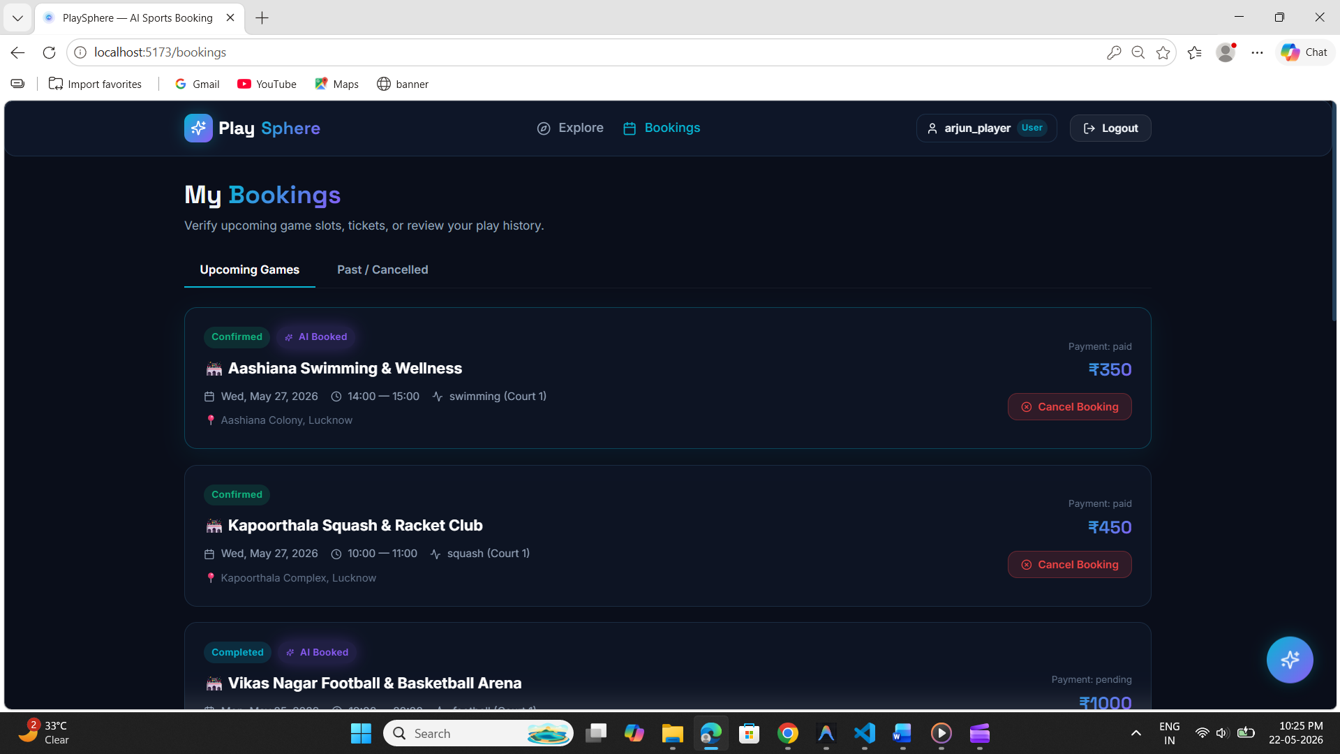 PlaySphere – Full Stack Sports Venue Booking Platform | AI-Powered Web App (MERN Project)