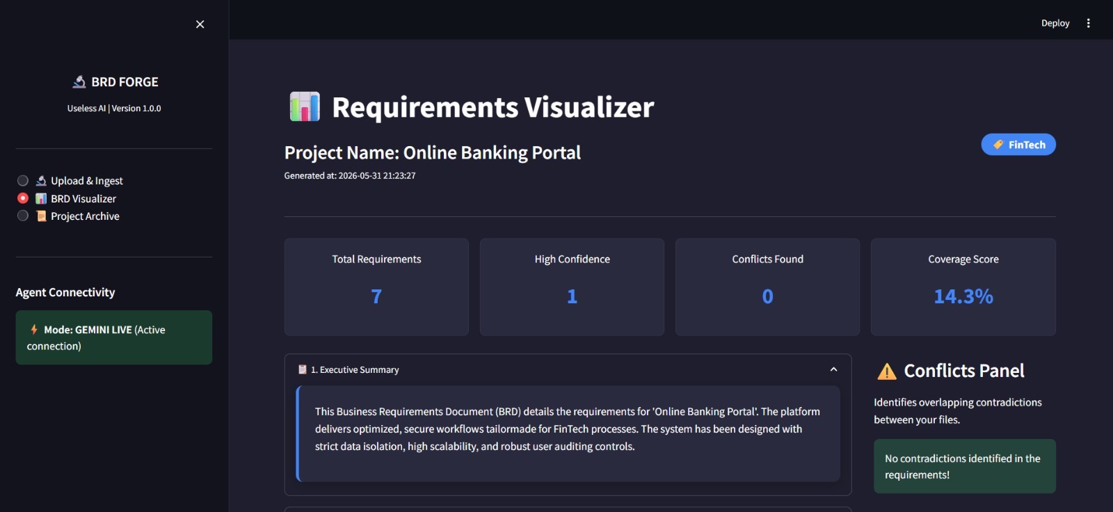 BRD Forge : Intelligent Multi-Modal Requirements Generation Agent