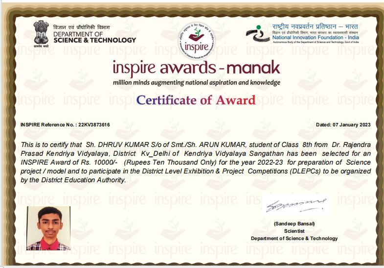 Dhruv Kumar on LinkedIn: Inspire Award 2022 😀